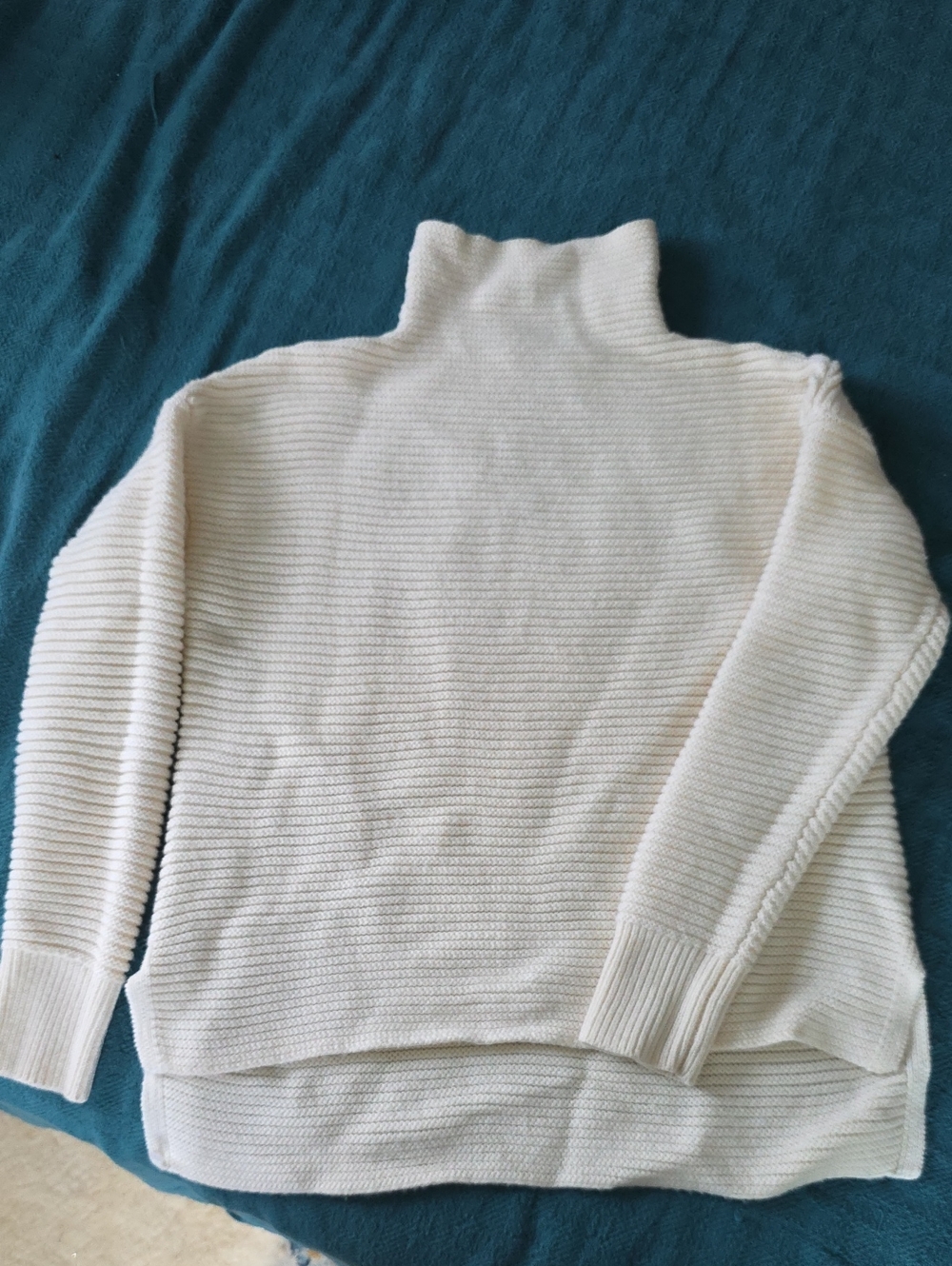 Athleta Cream Ribbed Cowl Neck Sweater
